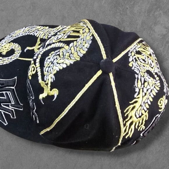 Vintage Y2K Cursedi Streetwear Fitted Embroidered Dragon Baseball Cap New York B - Picture 5 of 6